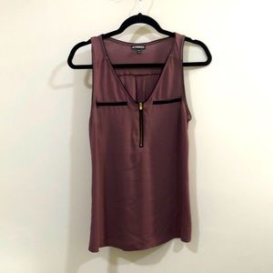 Express purple tank top, light weight with gold front zipper size medium